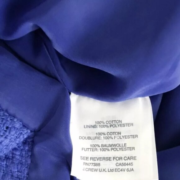 J. CREW NWT Cotton Tweed Fully Lined Pencil Fringe Hem Blue Purple Skirt Size 6 - Picture 11 of 11